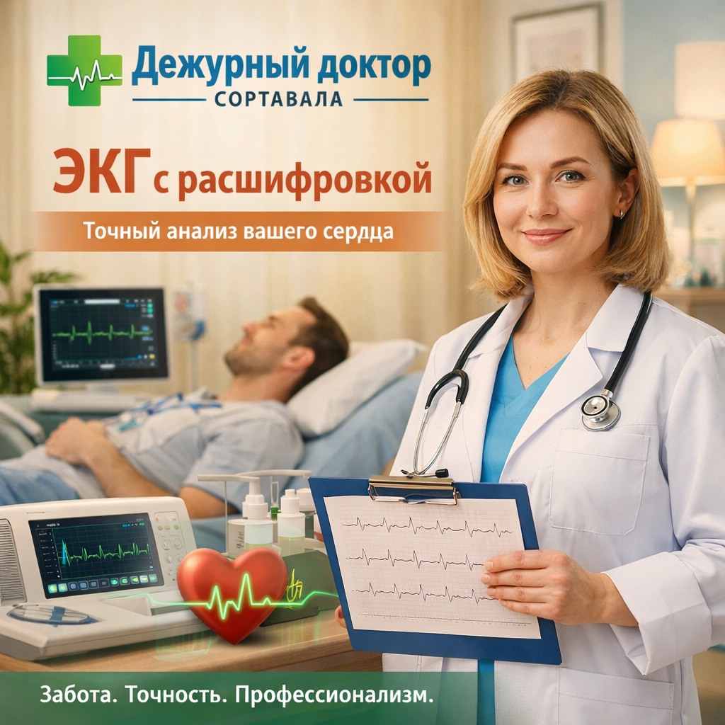 Электрокардиограмма (ЭКГ) с расшифровкой